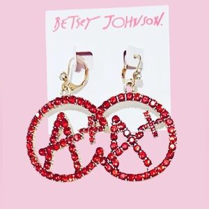 ♥️✨BETSEY JOHNSON A Plus Red Rhinestone Crystal Drop Earrings